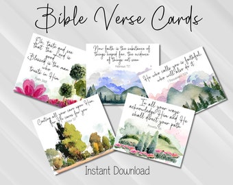 Bible Verse Printable Cards, Printable Scripture Cards, Christian Gift, Church Gift, Encouraging Scripture Cards