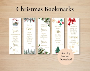 Marcador de versículos bíblicos de Navidad / Regalo de Navidad / Amante de los libros / Regalo de la iglesia / Marcador alentador / Marcador imprimible / Adviento de Navidad