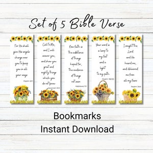 Printable Bible Verse Bookmarks, Book Lover Gift, Scripture Bookmarks