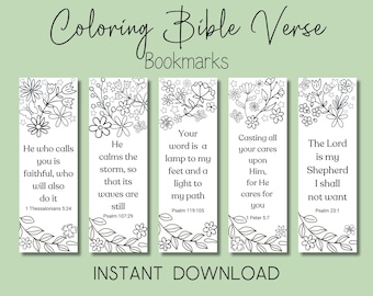 Coloring Bible Bookmarks | Printable Bookmarks | DIY Coloring Bookmarks | Bible Journaling | Bible Verse Bookmark | Bible Quotes