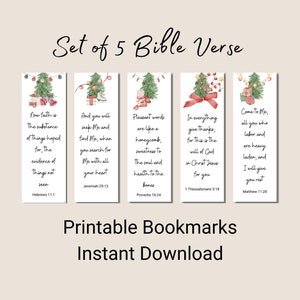Printable Bible Verse Bookmarks, Christmas Bookmarks, Book Lover Gift, Scripture Bookmark, Christmas Printable