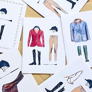 Watercolor Equestrian Note Card Set: Handmade Stationery Gift - Horse Themed Present - Riding Stationery