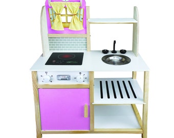 natural wood kitchen, wooden kitchen set for kids, wooden kitchen play set, kitchen play set