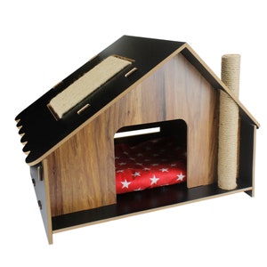 wooden pet house, wooden play house for cats, wooden cat house