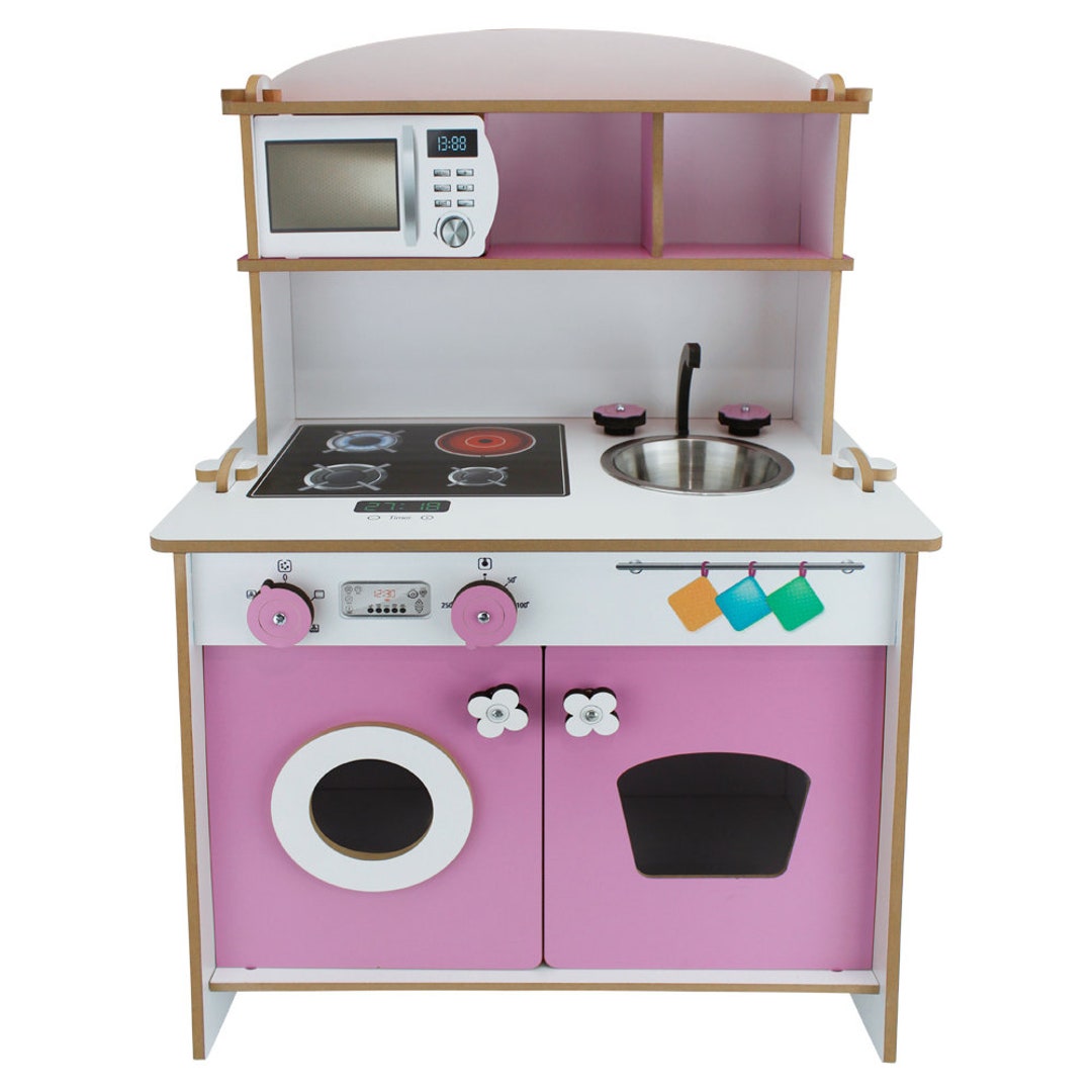 Natural Wood Kitchen, Wooden Kitchen Set for Kids, Wooden Kitchen Play