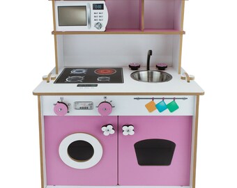 natural wood kitchen, wooden kitchen set for kids, wooden kitchen play set