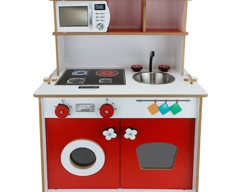 natural wood kitchen, wooden kitchen set for kids, wooden kitchen play set