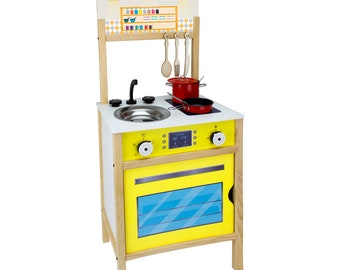 natural wood kitchen, wooden kitchen set for kids, wooden kitchen play set, kitchen play set