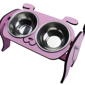 modern dog bowl stand, wooden pet bowl stand, wooden dog bowl, double wood feeder