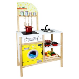 natural wood kitchen, wooden kitchen set for kids, wooden kitchen play set, kitchen play set