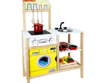 natural wood kitchen, wooden kitchen set for kids, wooden kitchen play set, kitchen play set