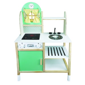 natural wood kitchen, wooden kitchen set for kids, wooden kitchen play set