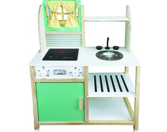 natural wood kitchen, wooden kitchen set for kids, wooden kitchen play set