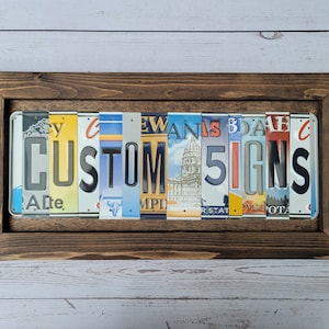 License Plate Sign Personalized Custom Wall Art Decor Hand Crafted Wood Frame Unique Anniversary Birthday Mothers Fathers Day Dad Mom Gift