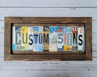 Custom License Plate Sign Personalized Wall Art Decor Hand Crafted Wood Frame Unique Sign Anniversary Birthday Gift Mothers Fathers Day Gift