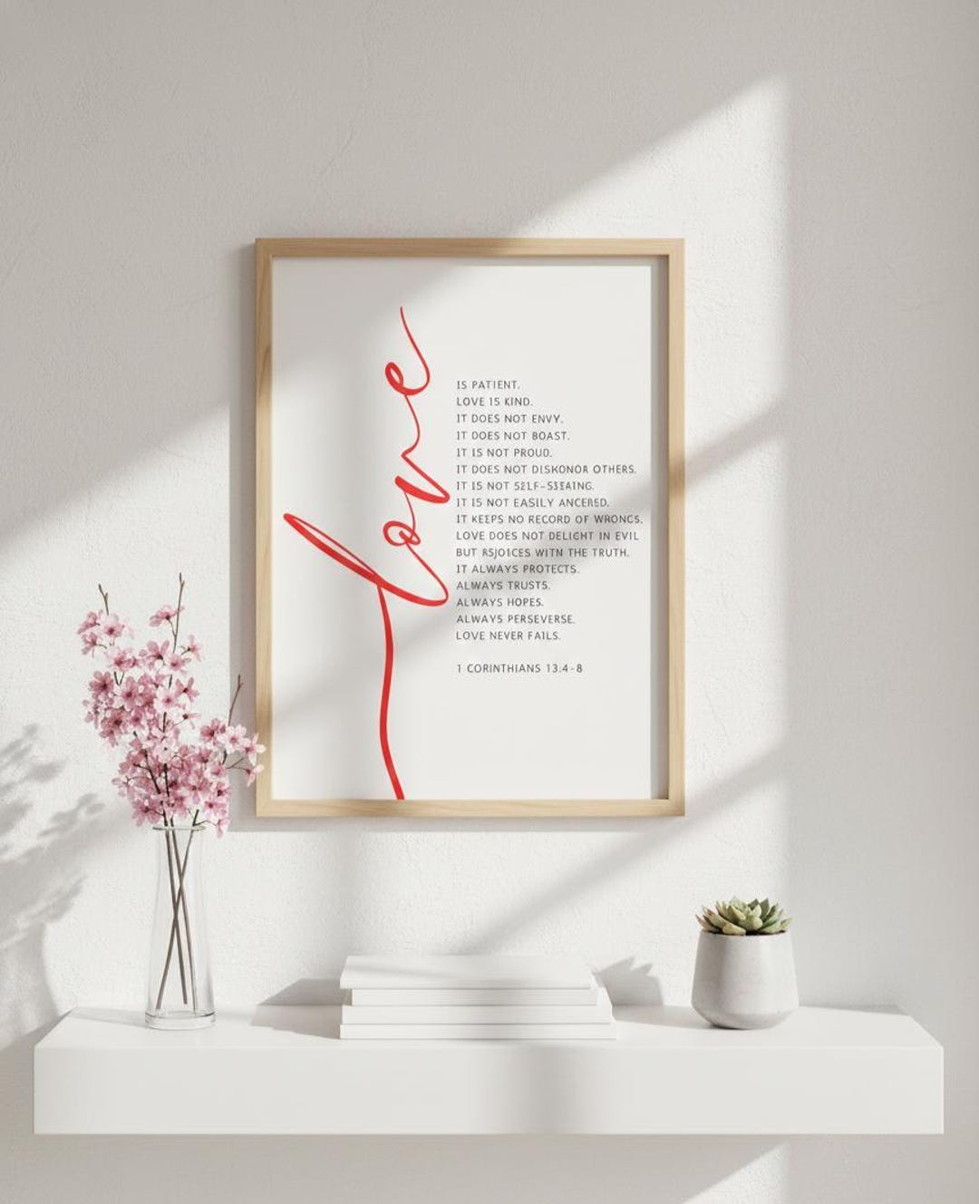 1 Corinthians 13:4-8 Scripture Print | Elegant Christian Wall Art ...