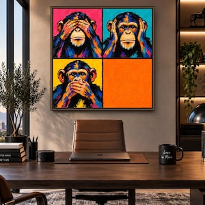 The Fourth Silence Pop Art, Three Wise Monkeys, Fauvist Square (Digital Download)