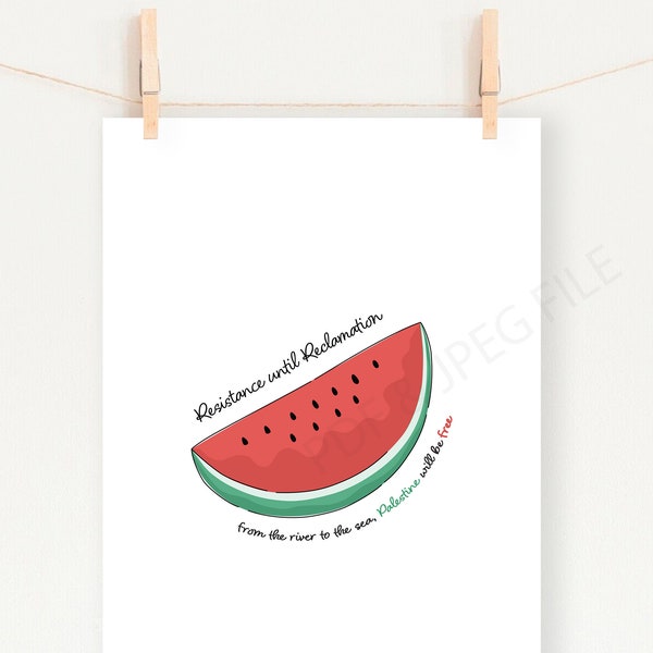 Free Palestine digital artwork, watermelon