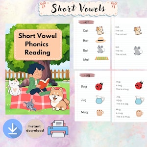 Short Vowels Phonics Reading - Words and Sentences.