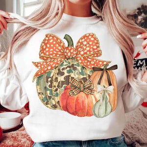 Camo Pumpkin PNG: Fall Coquette Shirt Design (Digital Download)