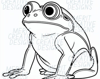 Character, frog, outline drawing