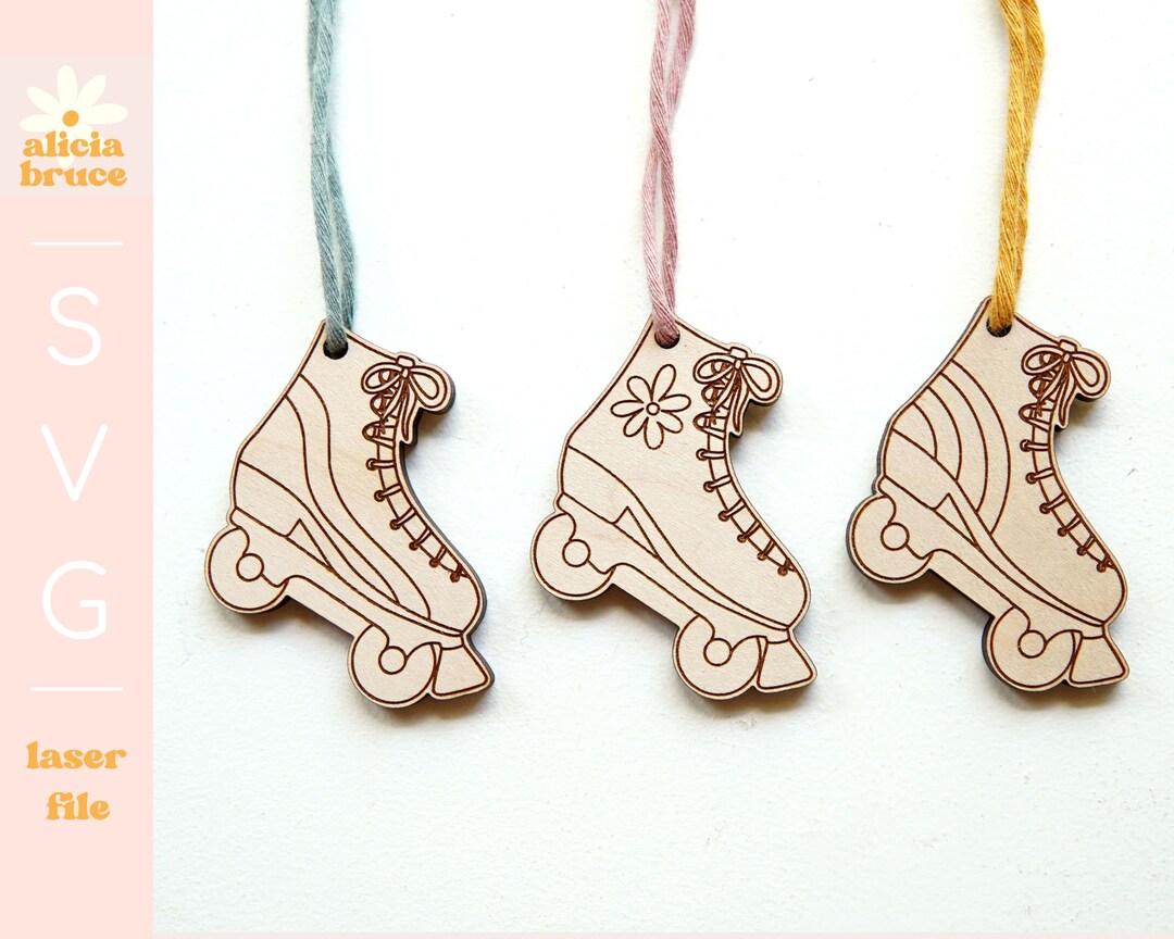 Roller Skate Keychains SVG Laser Cut File Skater Christmas