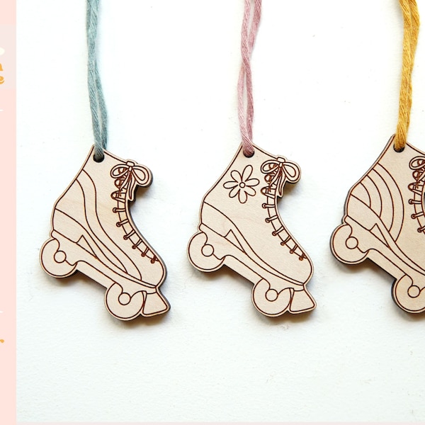 Roller Skate Keychains SVG • Glowforge Laser Cut File • Skater Christmas Ornaments Laser File