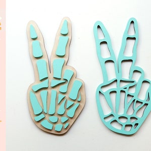 Skeleton Peace Sign SVG • Glowforge Laser Cut File • Rad Halloween Laser File