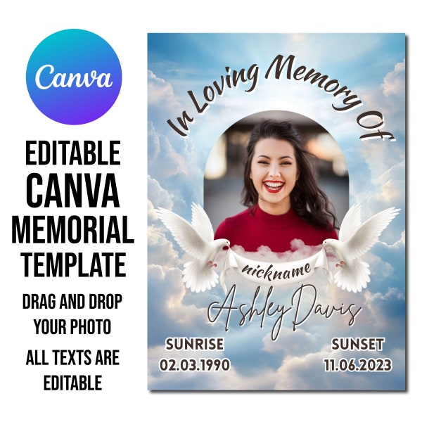 Editable Memorial Templates Canva Etsy Editable Memorial Templates Canva Etsy