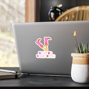 Western Cowgirl Sticker, Kick Up Some Dust Cowboy Sticker, Western Sticker, Pink Cowgirl Sticker, Kiss-cut decal sticker,