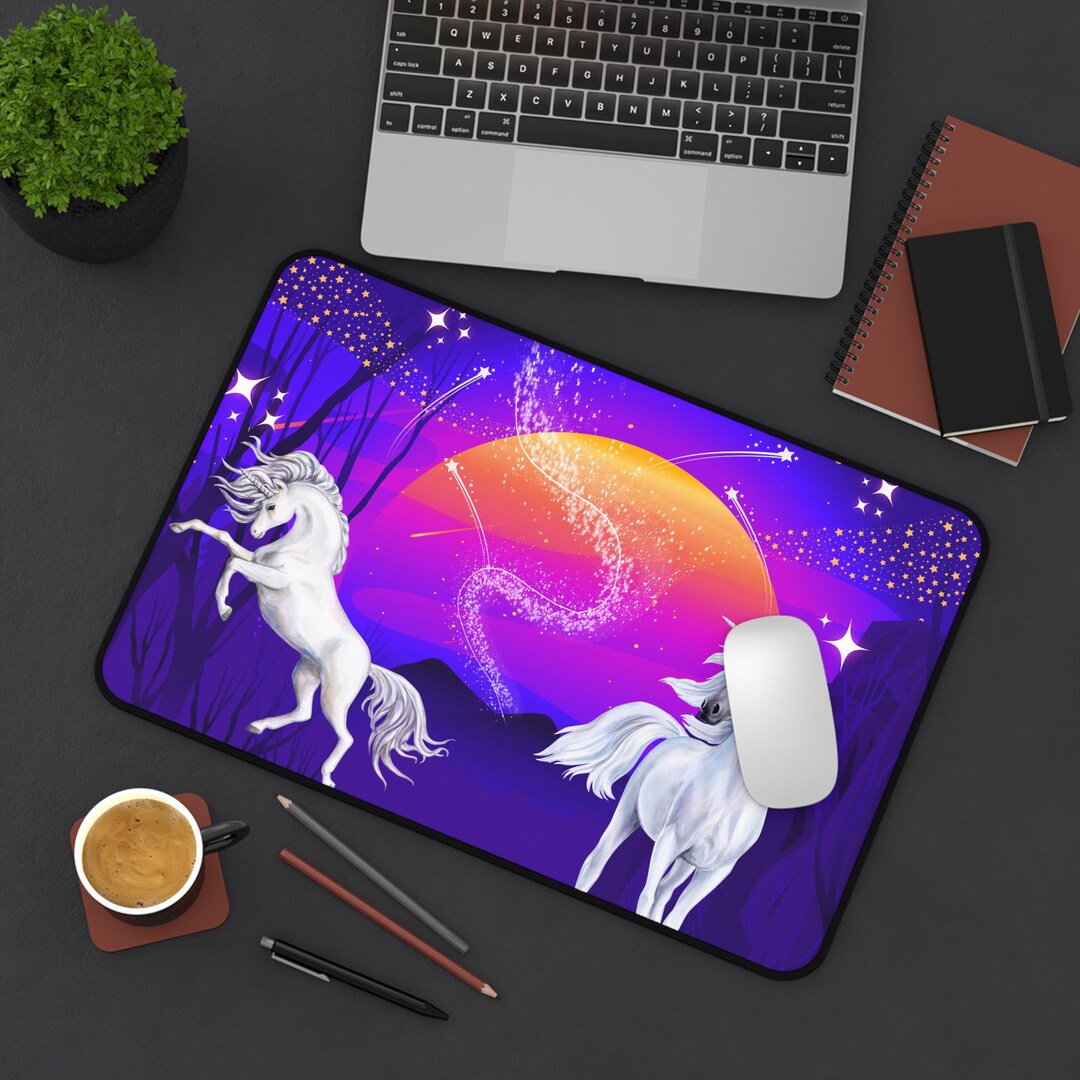Unicorn Desk Mat Fantasy Desk Mat Unicorn Fantasy Mousepad Etsy
