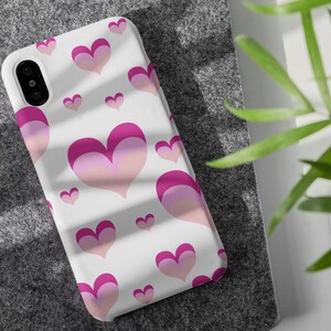 Retro Pink Hearts Phone Case, Valentine Cell Phone Case, Phone Case for iPhone, Samsung, Google Pixel, Tough Case for Cell Phone