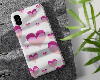 レトロピンクのハート柄タフスマホケース：iPhone、Samsung、Pixel