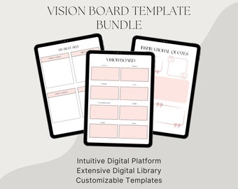 Vision Board Template, Vision Board Printable, Vision Board Kit, Vision Board Party, Canva Template Vision Board, Manifestation Board