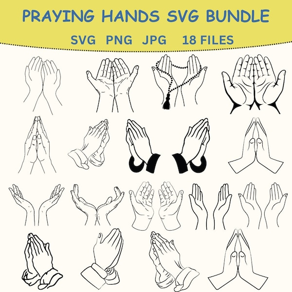 Praying Hands Svg File, Prayers Svg, Praying Hand Clipart, Pray On It Svg, Rest In Peace Svg, Praying Hand Image, Religious Svg, Prayer Svg