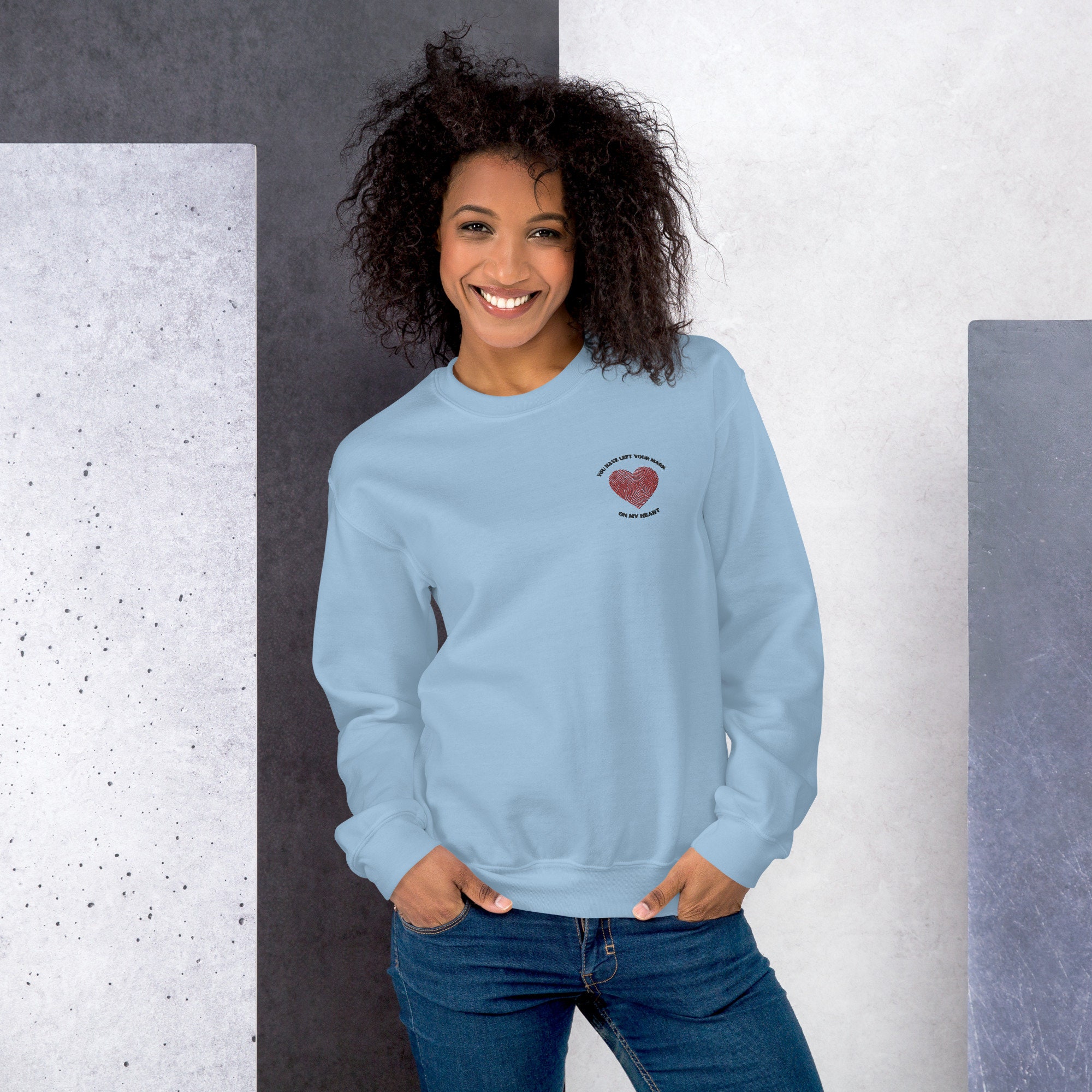 Embroidered Heart Sweatshirt, Heart Sweatshirt, With Phrase