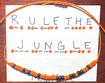 Bracelet code morse RULE THE JUNGLE