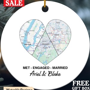 Stadt Karte Drucken Paar Verlobte Verheiratet Personalisierte Ornament, Weihnachten Jahrestag Verlobt Verlobt Herr Frau Hochzeit Verlobung Ehe