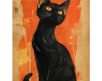 Art Deco Cat Print: Vintage 1920s Feline Artwork