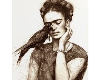 Frida Kalho Sketch On Paper Sketch Print Frida Art For Home Decor Frida Contemporary Wall Art Mexican Art Reproduction Paper Prints Artwork