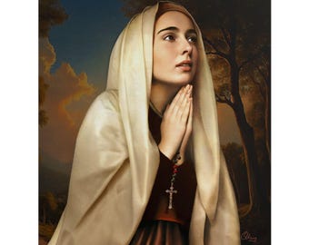 Saint Bernadette Print: Our Lady of Lourdes, Religious Home Decor