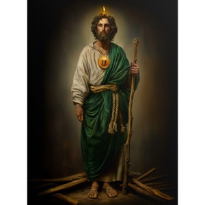 Saint Jude Thaddeus dipinto su tela o stampa su carta St. Jude Art Home Decor Riproduzione classica di arte della parete Fine arte religiosa Dio pittura