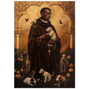 Arte de San Matin de Porres Arte Sacro Bendición para el Hogar Consuelo Espiritual Amor Eterno de San Martin Paz en el Hogar Arte de San Martin de Porres