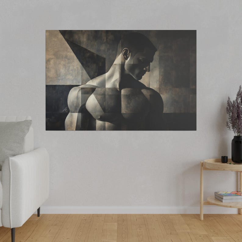 Cubist Male Body Painting: Modern Gym Wall Art and Home, Canvas and ...