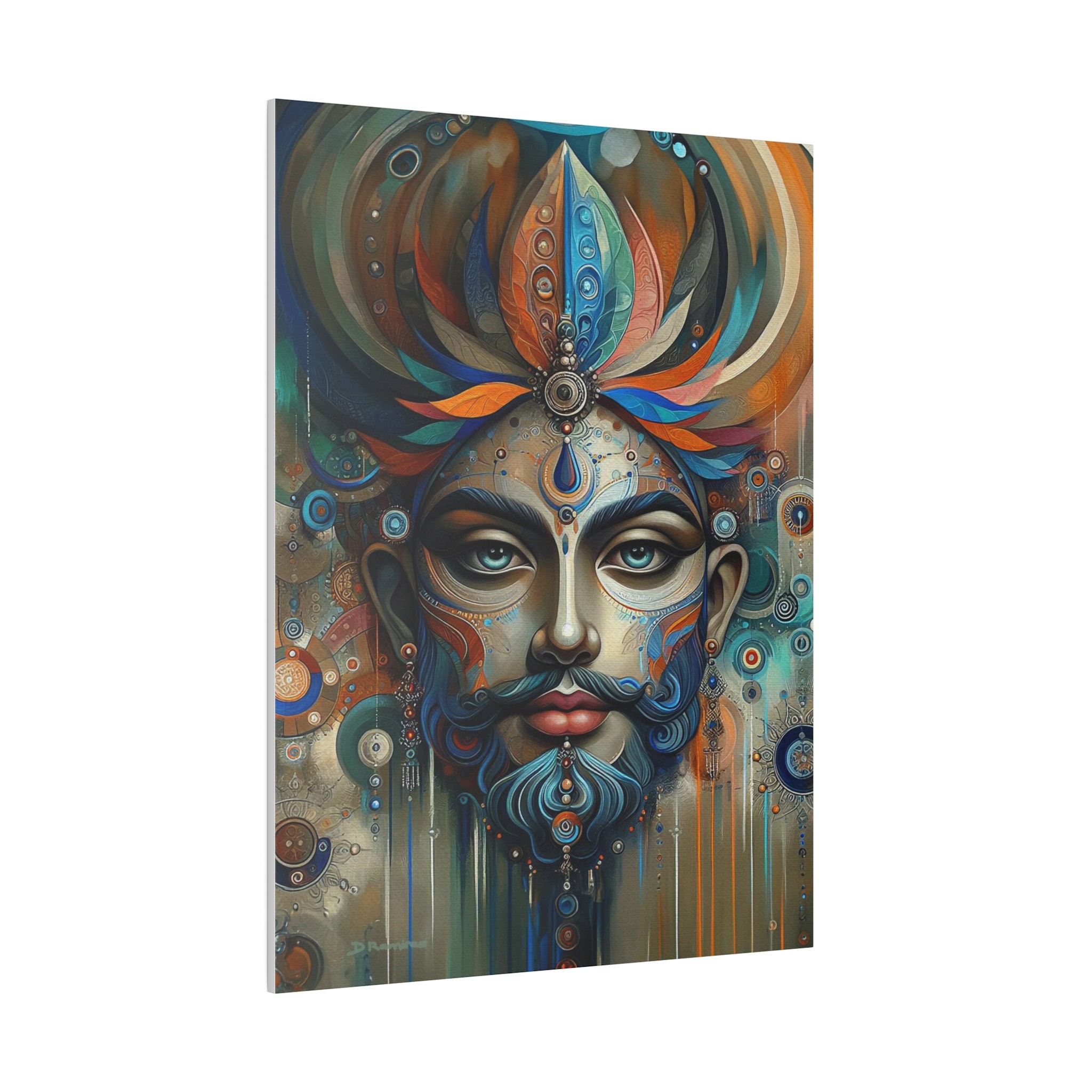 Fantacy Face Abstract Oil Painting on Canvas Indian Man Modern Art Home