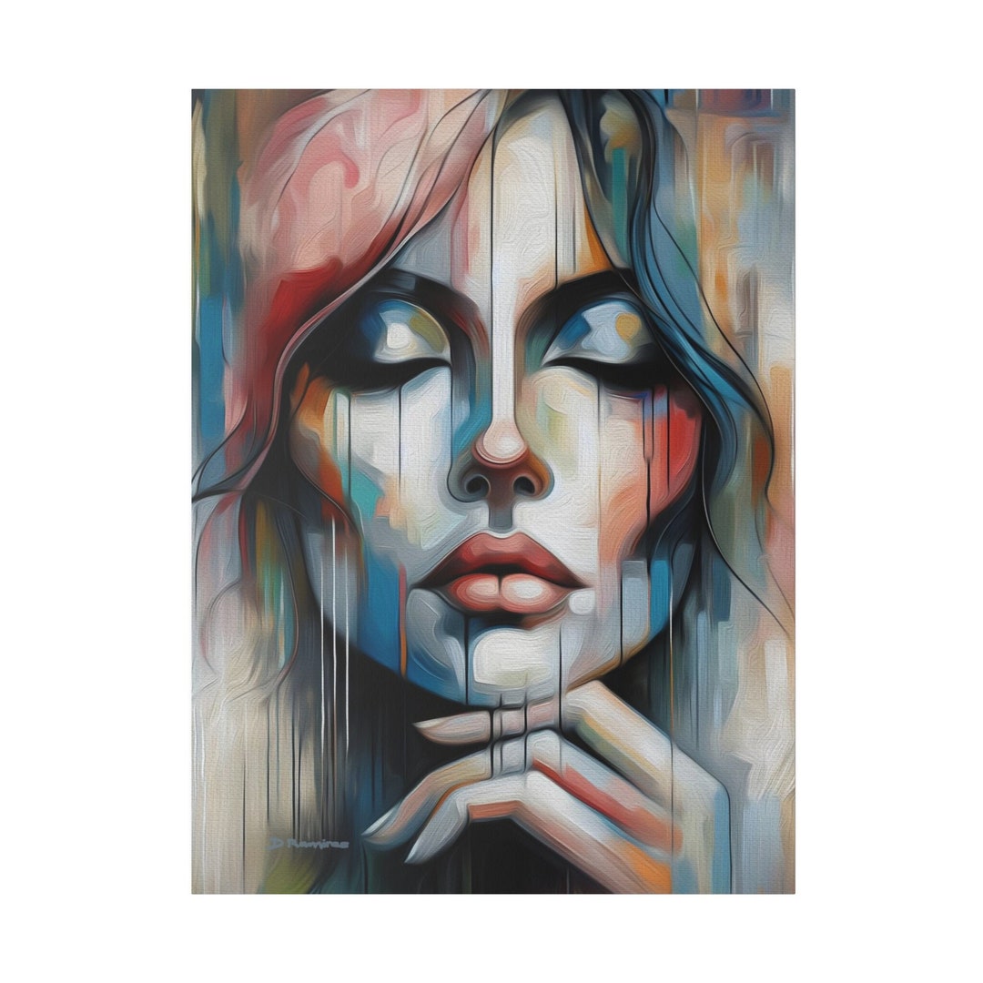 Woman Face Abstract Oil Painting on Canvas Woman Modern Art for Home
