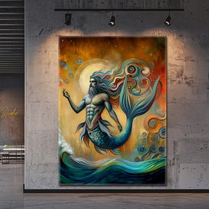 Merman Abstract Painting On Canvas Or Paper Reproduction Beautiful Art For Home Decor Oil Painting Mermaid Wall Art Fantasy Art Original