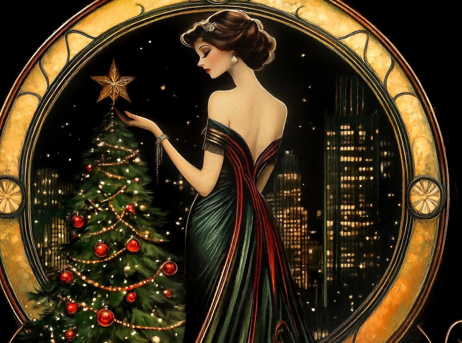 Art Deco Christmas Vintage Artwork for Christmas Spirit Painting ...