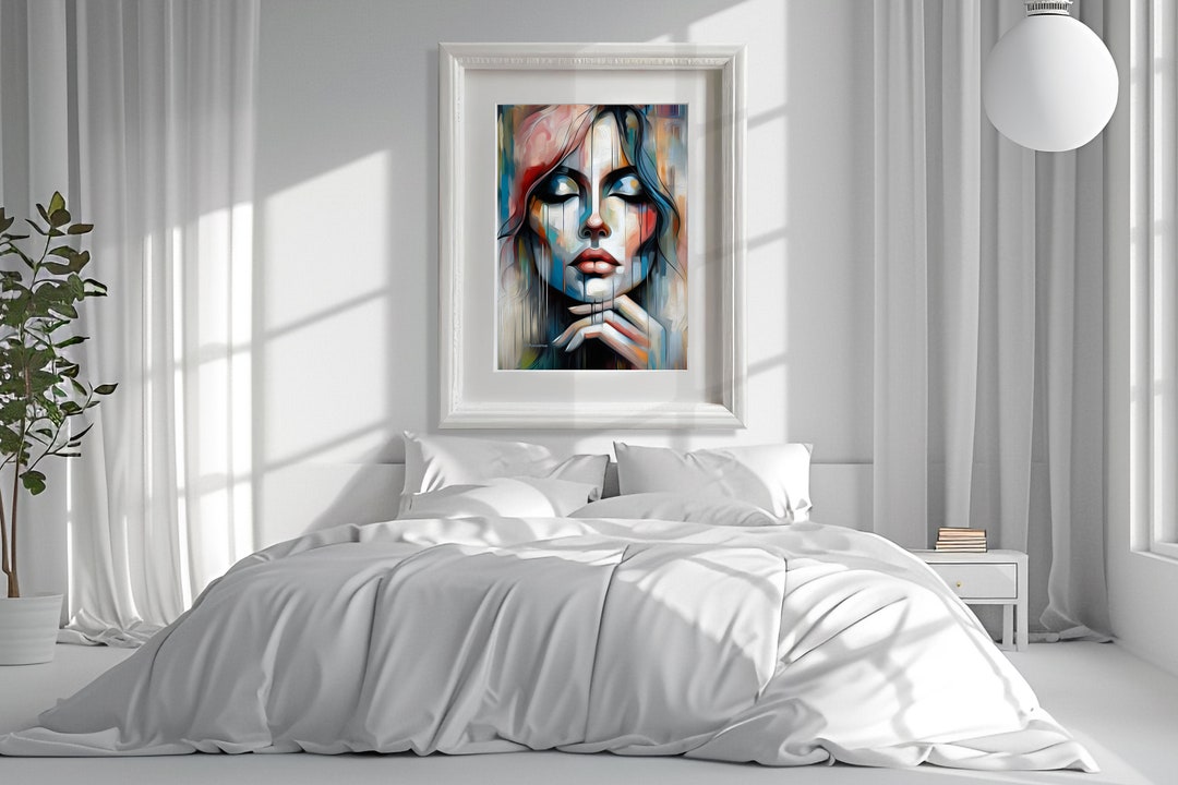 Abstract Woman Face Oil Painting on Stretched Canvas - Etsy