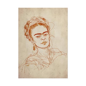 Frida Kalho Sketch On Paper Print Frida Art For Home Decor Frida Sketch Contemporary Wall Art Mexican Art Reproduction Paper Prints Art